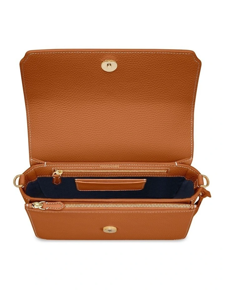 The Medium Flap Leather Crossbody Bag in Pecan Brown image 7