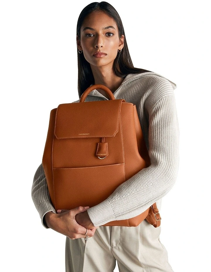 The Large Soft Leather Backpack in Pecan Brown image 2