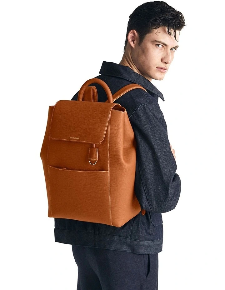 The Large Soft Leather Backpack in Pecan Brown image 3