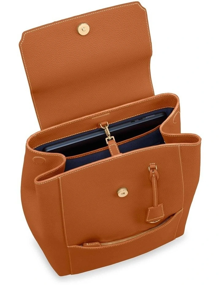The Large Soft Leather Backpack in Pecan Brown image 5