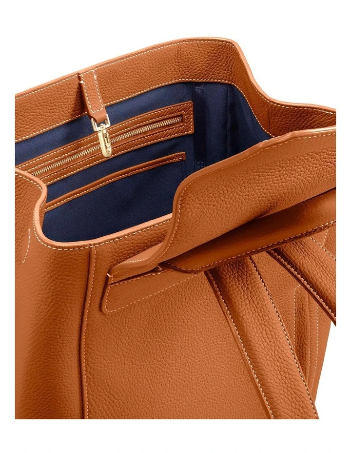 The Large Soft Leather Backpack in Pecan Brown image 6