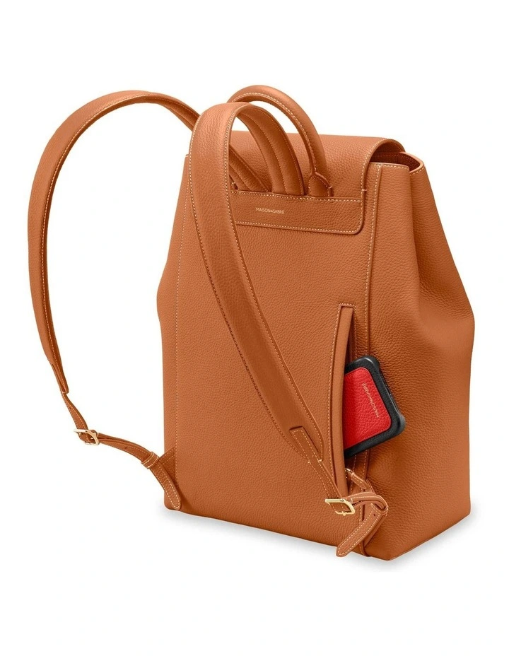 The Large Soft Leather Backpack in Pecan Brown image 7