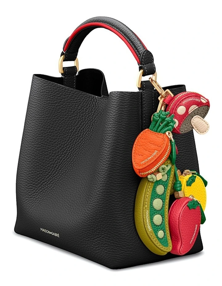 The Mini Leather Bucket Bag in Rouge Noir image 4