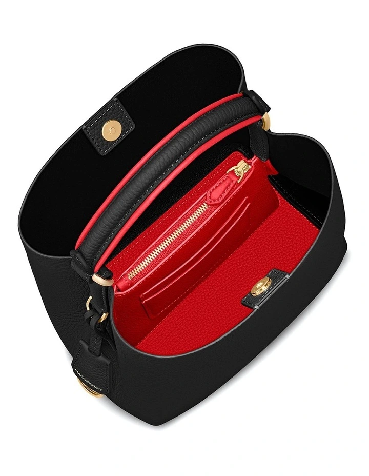 The Mini Leather Bucket Bag in Rouge Noir image 5