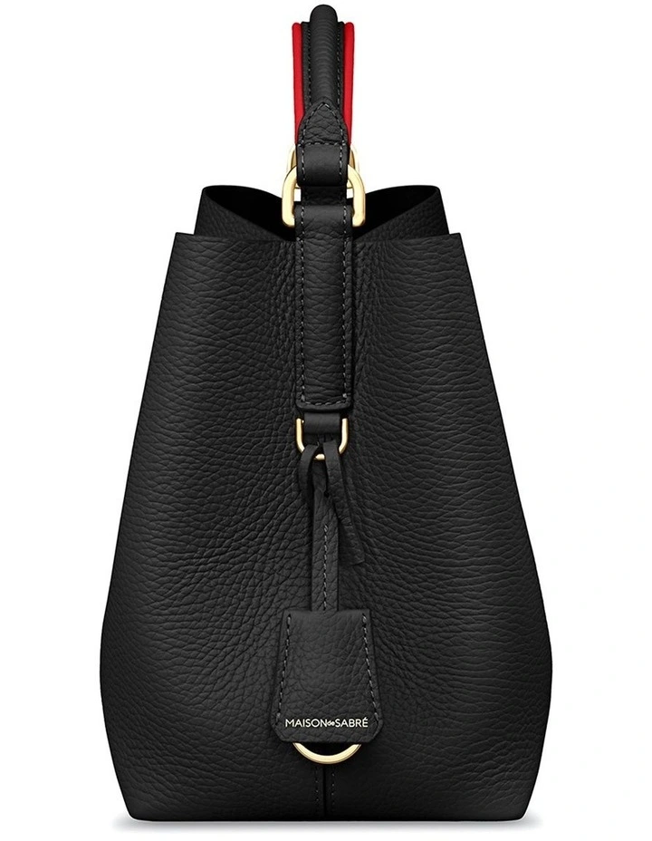 The Mini Leather Bucket Bag in Rouge Noir image 6