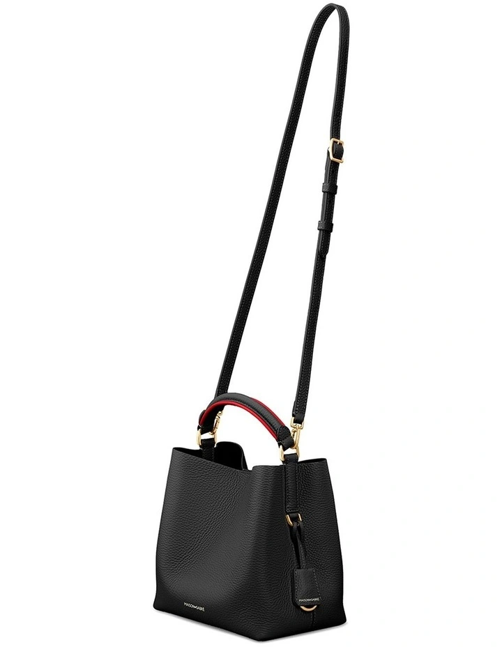 The Mini Leather Bucket Bag in Rouge Noir image 7