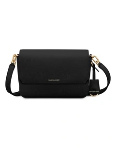 The Medium Flap Leather Crossbody Bag in Black Caviar