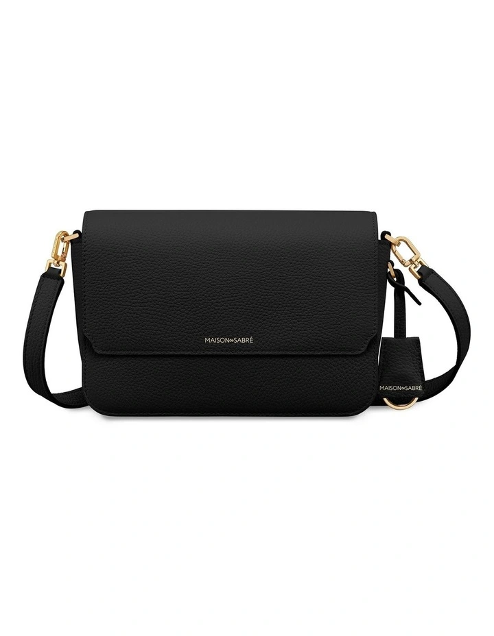 The Medium Flap Leather Crossbody Bag in Black Caviar image 1