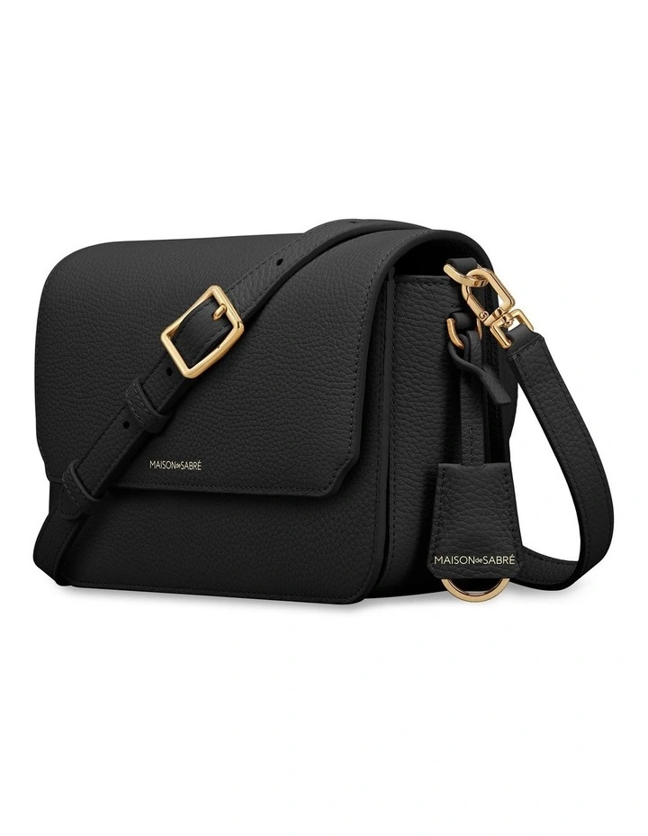 The Medium Flap Leather Crossbody Bag in Black Caviar image 4