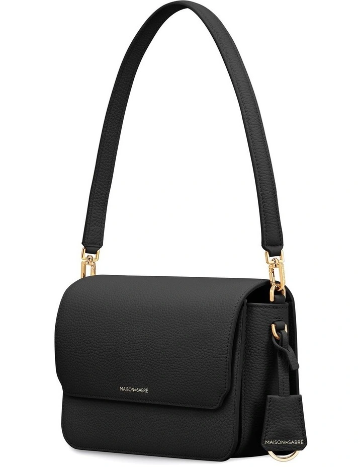 The Medium Flap Leather Crossbody Bag in Black Caviar image 5