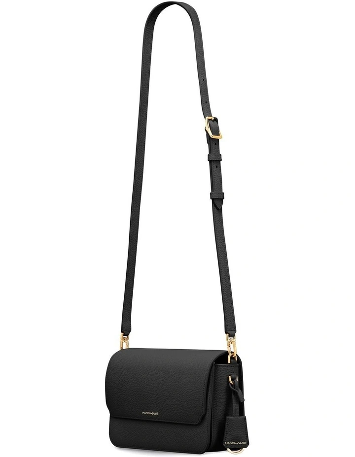 The Medium Flap Leather Crossbody Bag in Black Caviar image 6