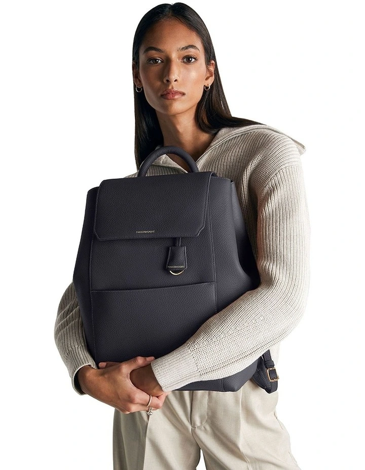 The Large Soft Leather Backpack in Graphite Grey image 2