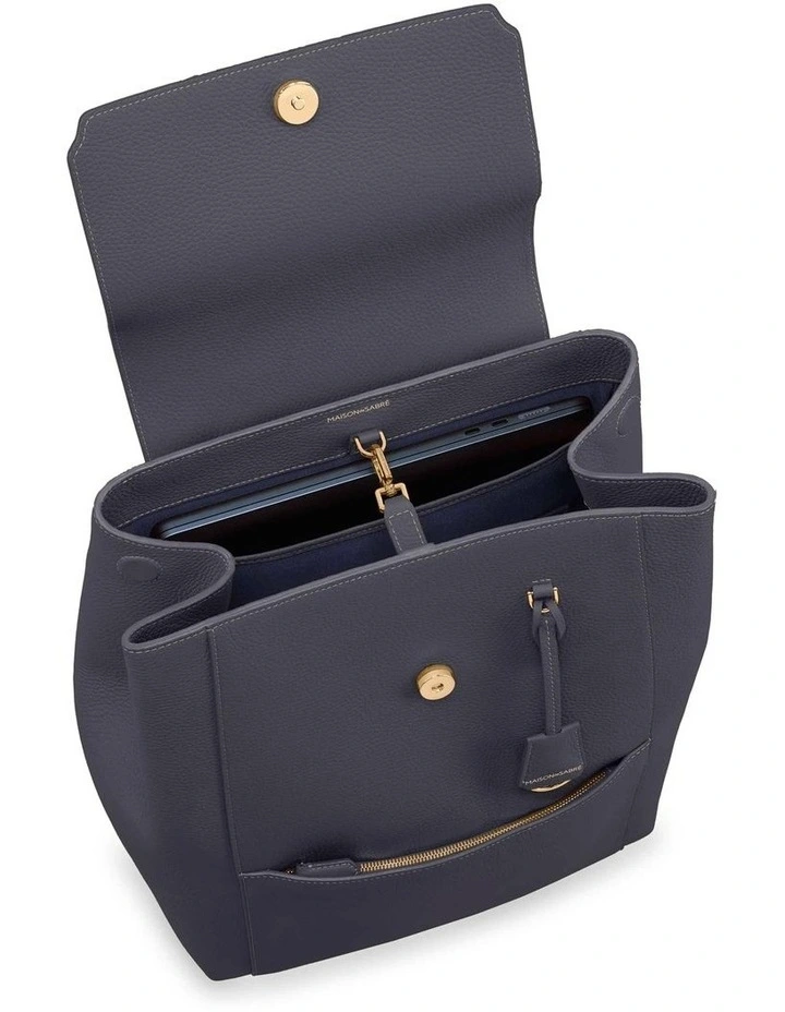 The Large Soft Leather Backpack in Graphite Grey image 5