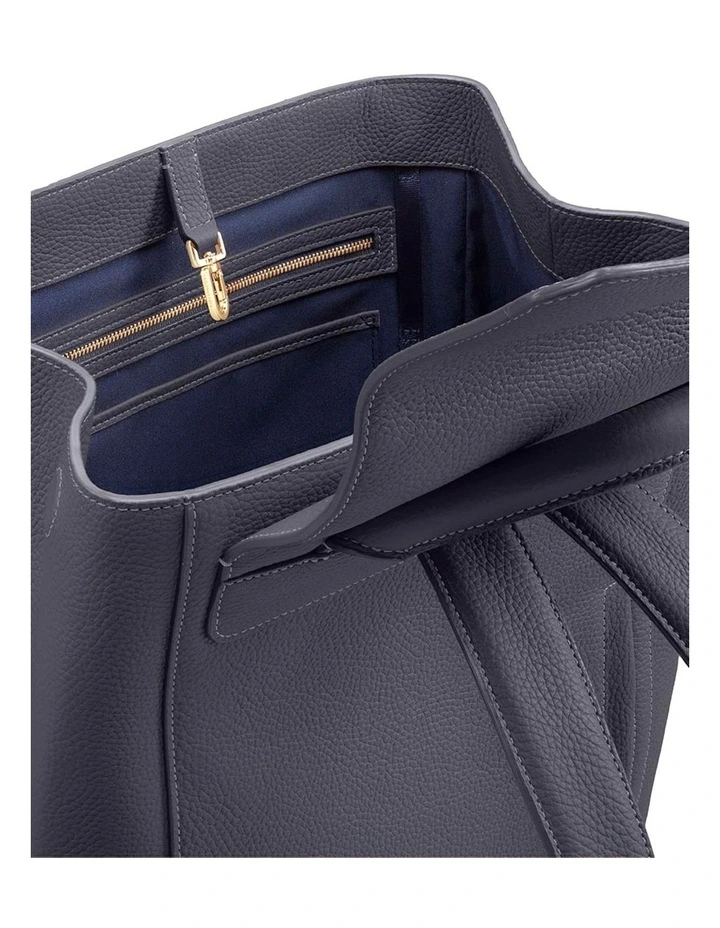 The Large Soft Leather Backpack in Graphite Grey image 6