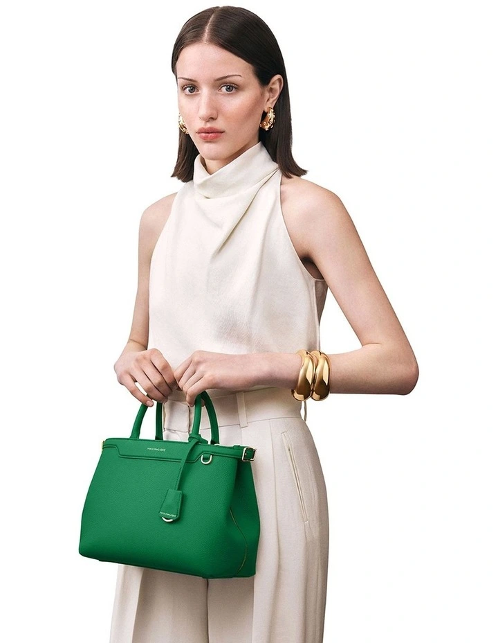 The Medium Palais Leather Top Handle Bag in Emerald Green image 2
