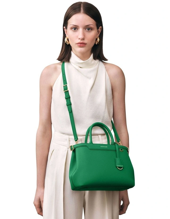 The Medium Palais Leather Top Handle Bag in Emerald Green image 3