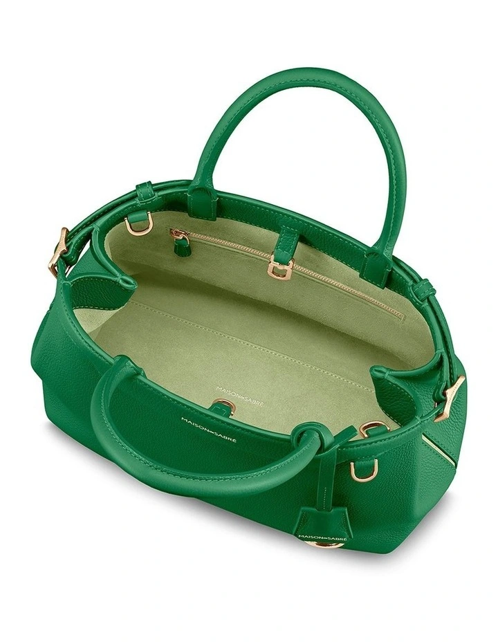 The Medium Palais Leather Top Handle Bag in Emerald Green image 6