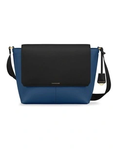 The Flaire Leather Messenger Bag in Pacific Caviar