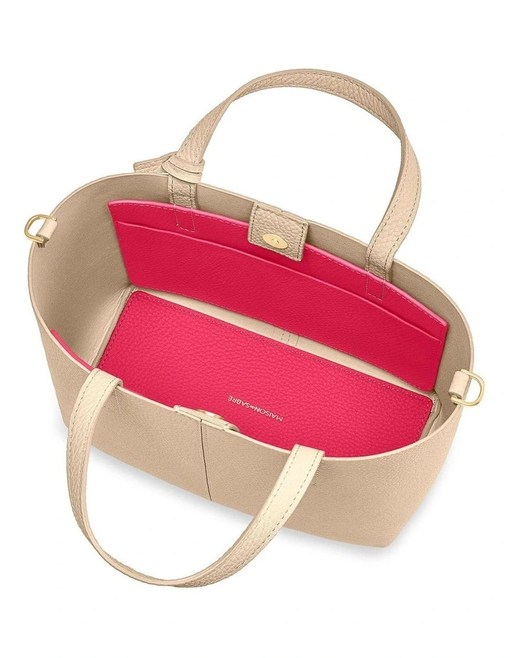The Small Soft Leather Tote in Saharan Fuchsia image 3