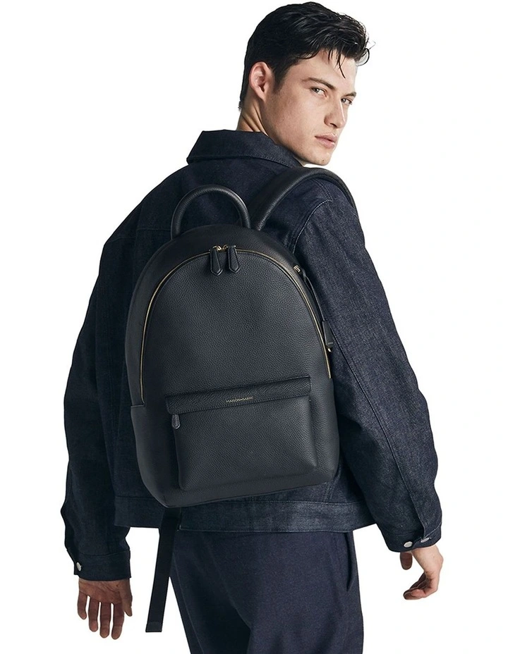 The Leather Backpack in Black Caviar image 3