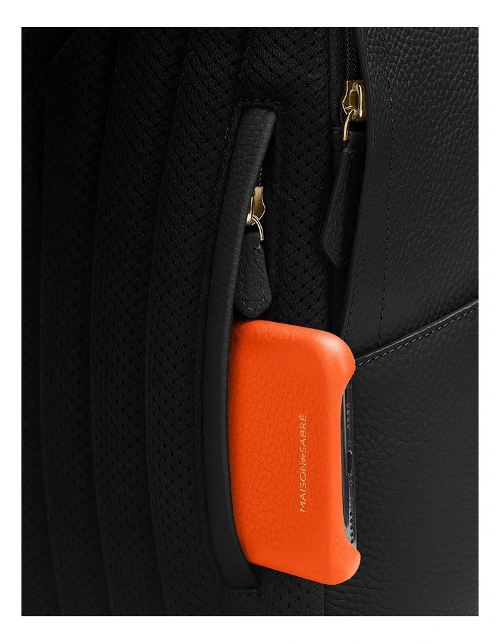 The Leather Backpack in Black Caviar image 7