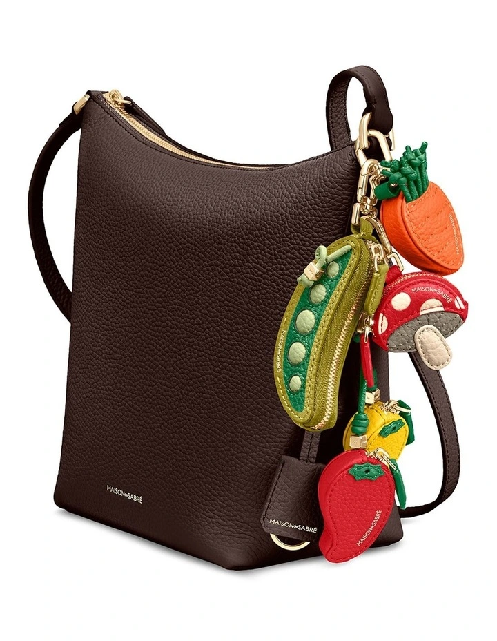 The Zipped Bucket Leather Crossbody Bag in Espresso Brown image 4
