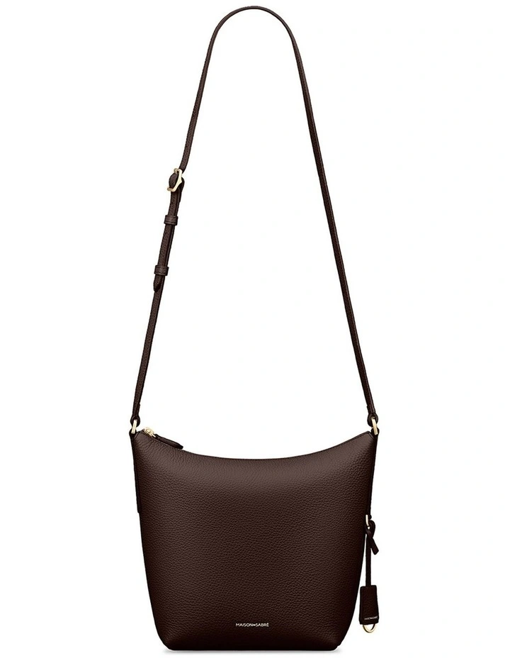 The Zipped Bucket Leather Crossbody Bag in Espresso Brown image 6
