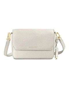 The Mini Flap Leather Crossbody Bag in Foam White
