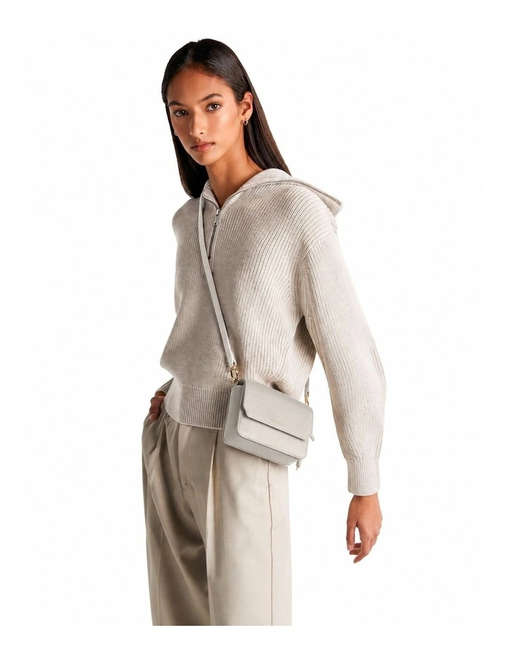 The Mini Flap Leather Crossbody Bag in Foam White image 2