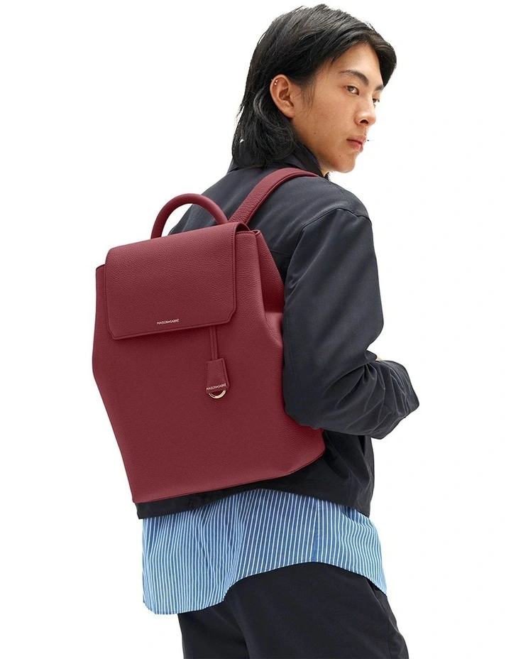 The Medium Soft Leather Backpack in Plum Red image 2