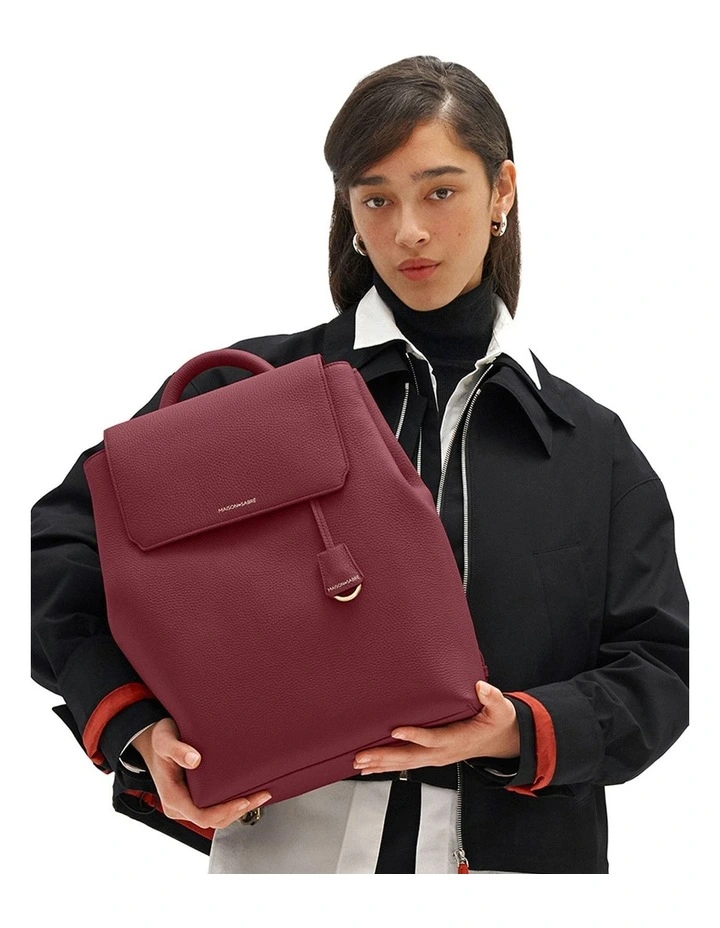 The Medium Soft Leather Backpack in Plum Red image 3