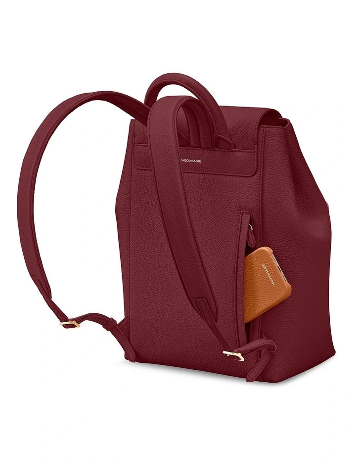 The Medium Soft Leather Backpack in Plum Red image 6