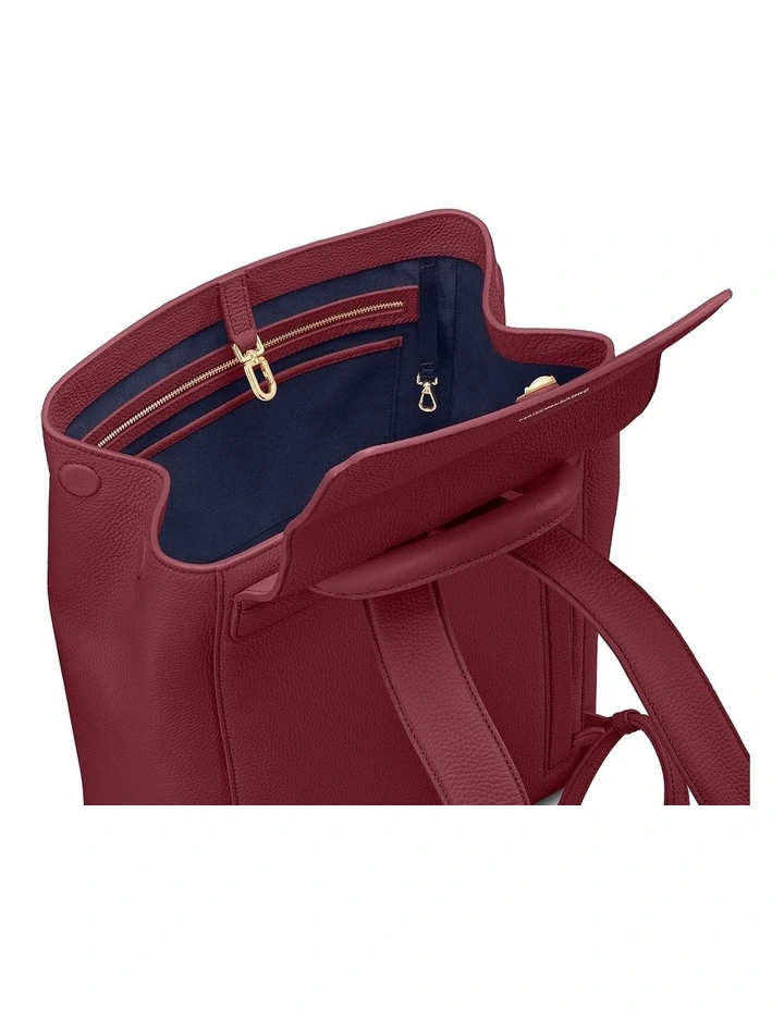 The Medium Soft Leather Backpack in Plum Red image 7