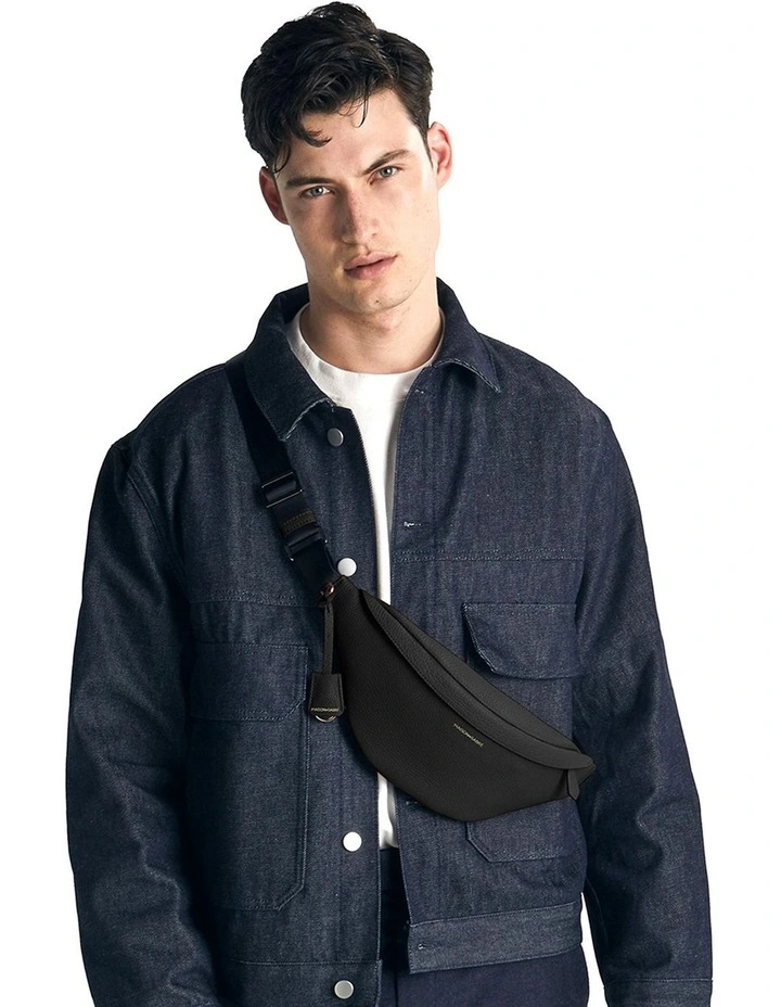 The Leather Sling Bag in Black Caviar image 3