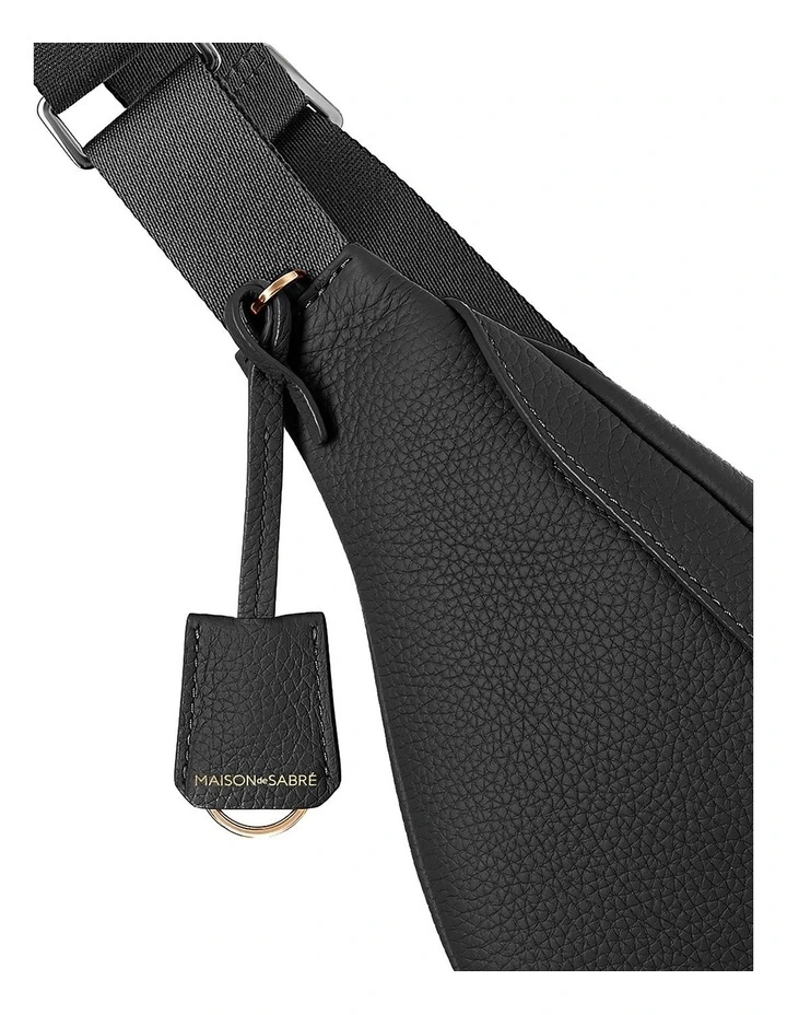 The Leather Sling Bag in Black Caviar image 5