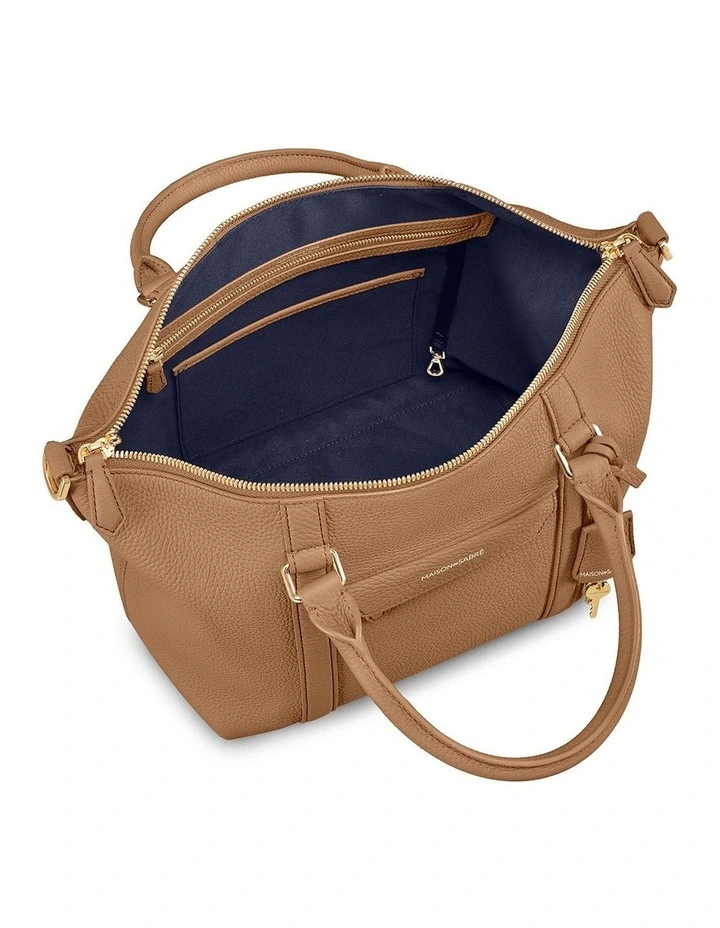The Small Leather Weekender Bag in Sandstone Brown image 5