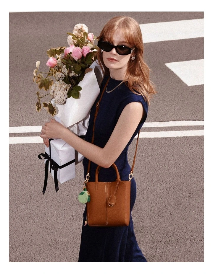 The Mini Soft Leather Tote in Pecan Nude image 2