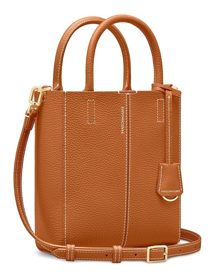 The Mini Soft Leather Tote in Pecan Nude image 5
