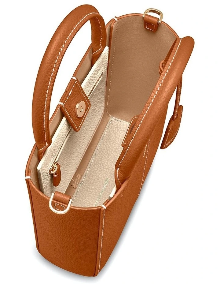 The Mini Soft Leather Tote in Pecan Nude image 6