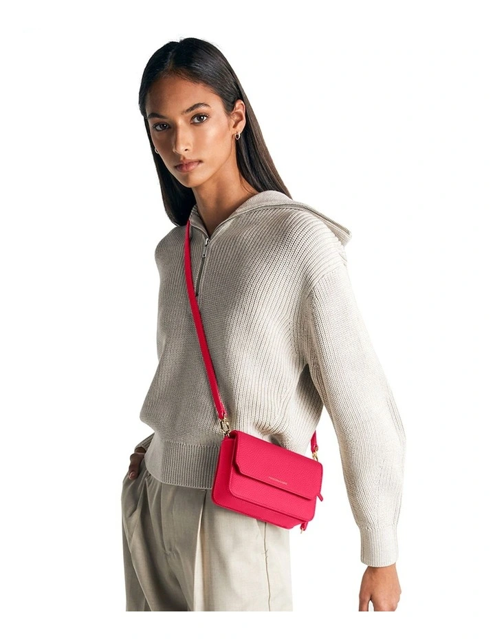 The Mini Flap Leather Crossbody Bag in Shibuya Fuschia image 2