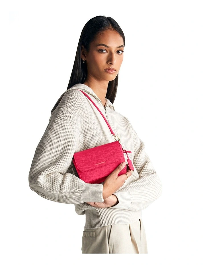 The Mini Flap Leather Crossbody Bag in Shibuya Fuschia image 3