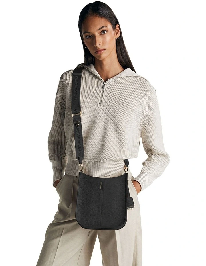 The Leather Saddle Bag in Black Caviar image 2