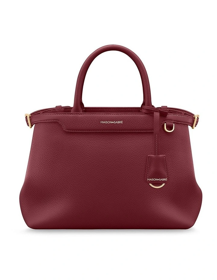 The Medium Palais Leather Top Handle Bag in Plum Red image 1