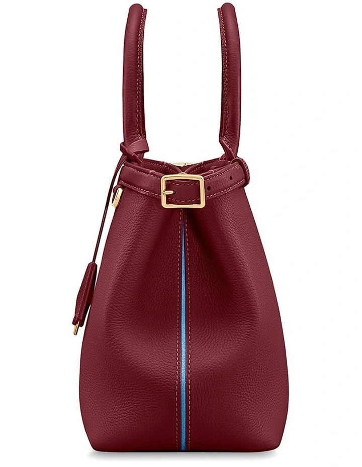 The Medium Palais Leather Top Handle Bag in Plum Red image 5