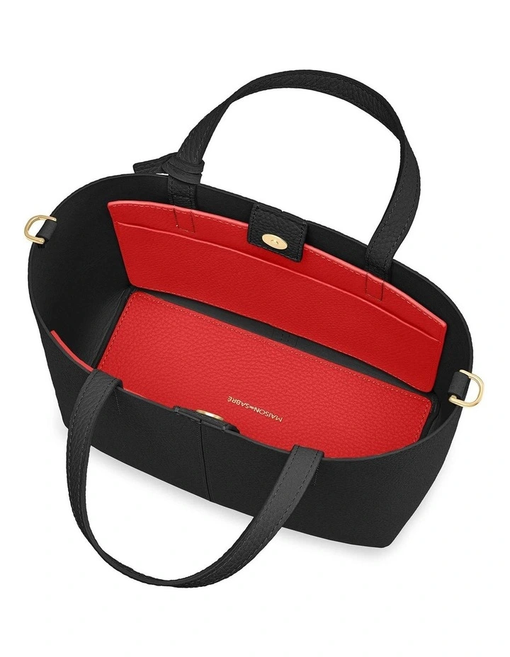 The Small Soft Leather Tote in Rouge Noir image 3