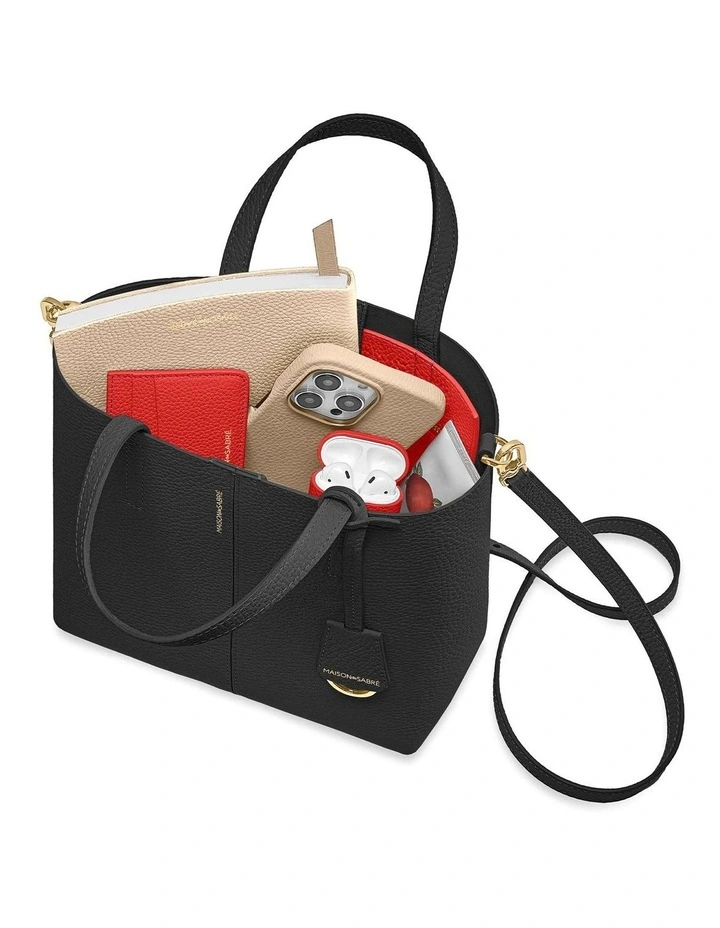 The Small Soft Leather Tote in Rouge Noir image 7