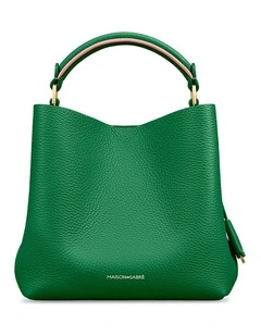 The Mini Leather Bucket Bag in Emerald Lily