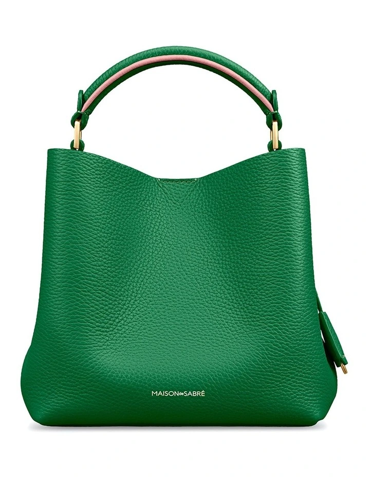 The Mini Leather Bucket Bag in Emerald Lily image 1