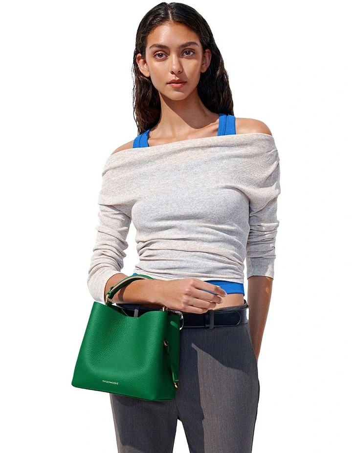 The Mini Leather Bucket Bag in Emerald Lily image 3