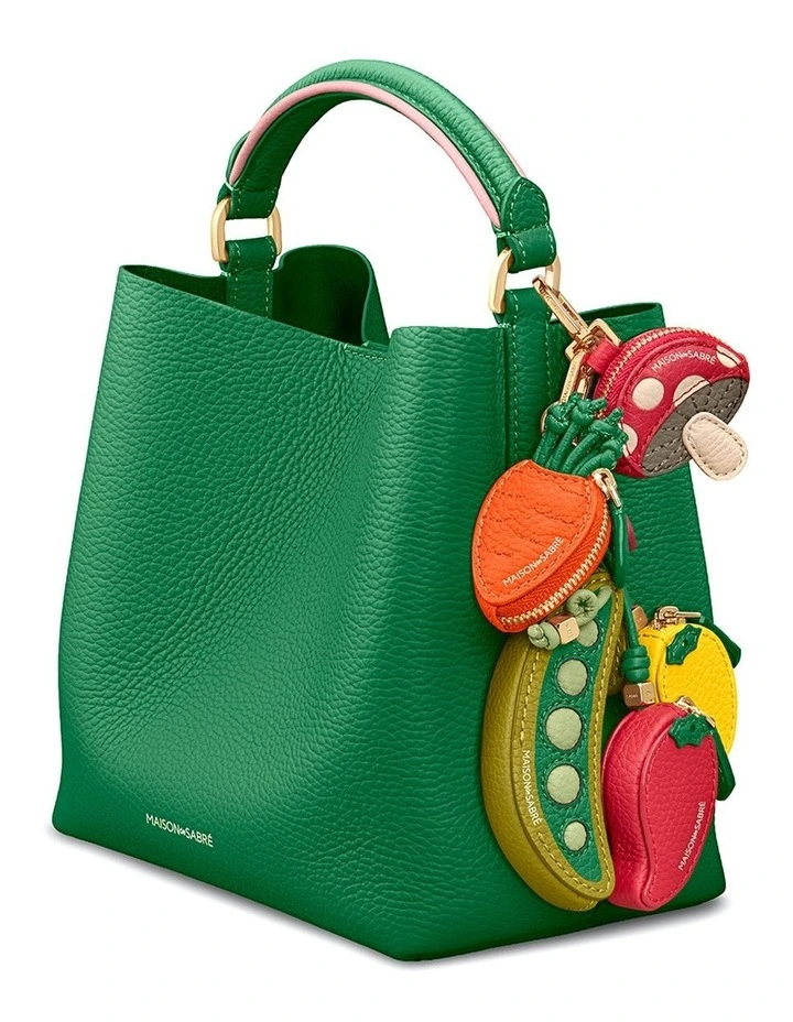 The Mini Leather Bucket Bag in Emerald Lily image 4